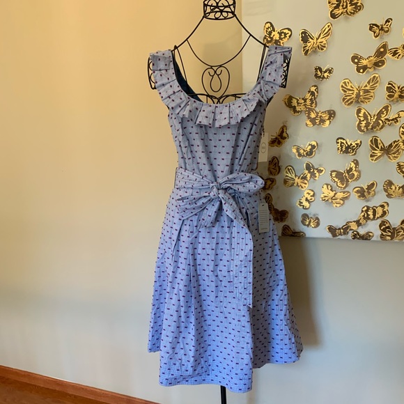 1901 Stripe Pleat Collar Fit & Flare Dress size 4 - Picture 6 of 16